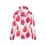 dragon fruits design pattern Women's Padded Hooded Jacket