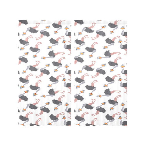 Ostrich Pattern Print Design 02 Gauze Curtain