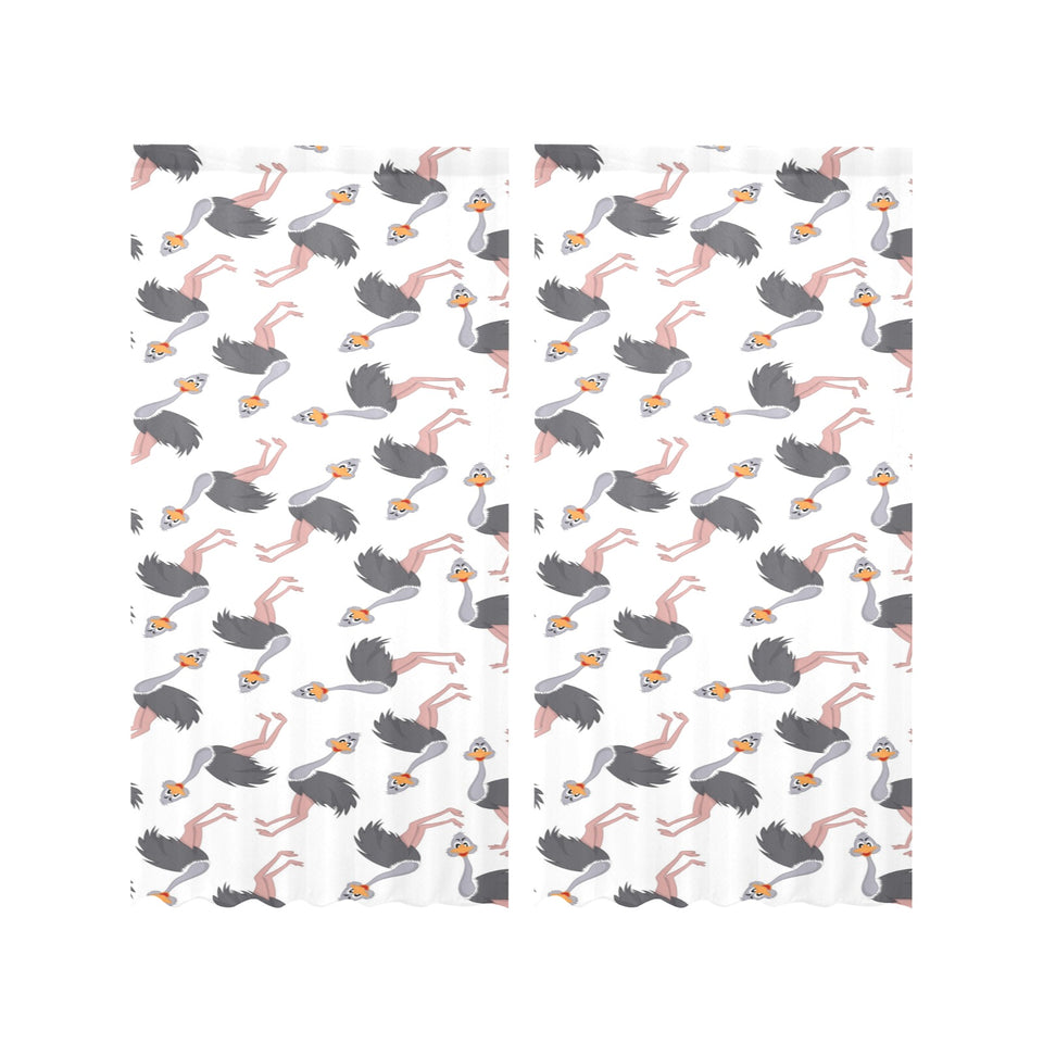 Ostrich Pattern Print Design 02 Gauze Curtain