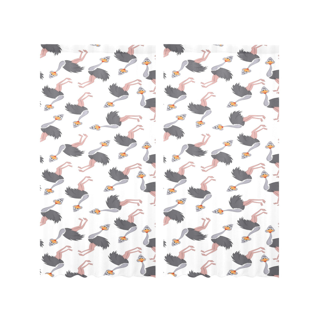 Ostrich Pattern Print Design 02 Gauze Curtain