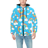 Rainbows Sky Clouds Pattern Men's Padded Hooded Jacket