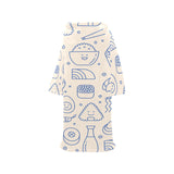Cute sushi icon pattern Blanket Robe with Sleeves
