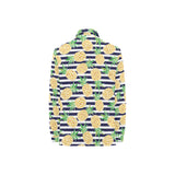 Pineapples pattern striped background Women's Long Sleeve Polo Shirt