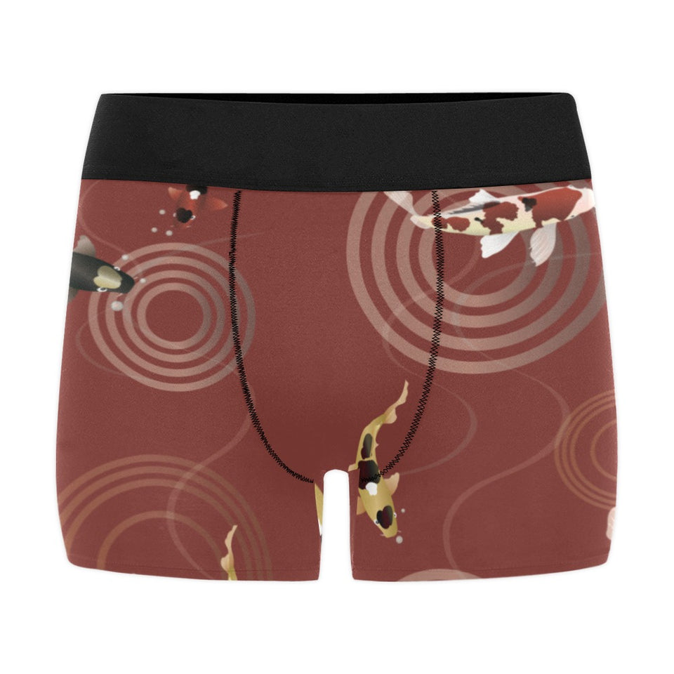 Koi Fish Carp Fish red background Men's All Over Print Boxer Briefs Men's Underwear
