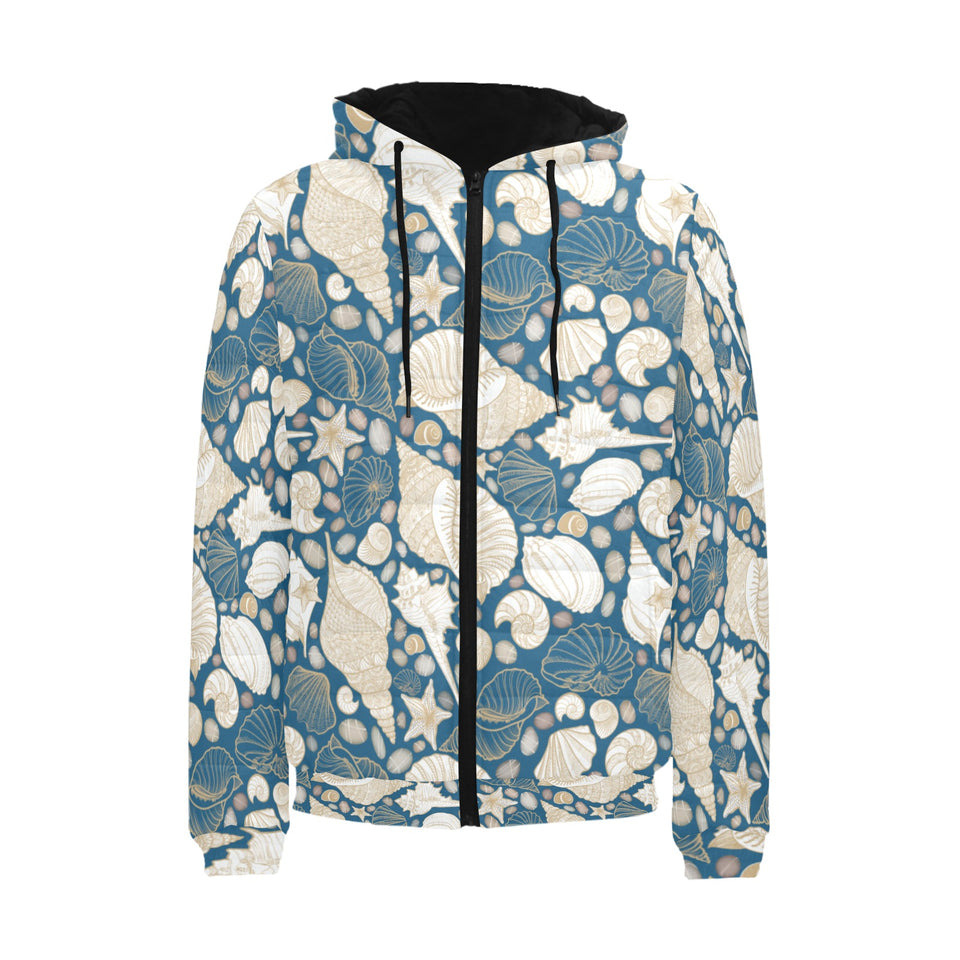 Sea turtle Polynesian Tribal design pattern Men's Padded Hooded Jacket