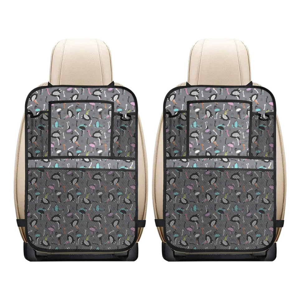 Ostrich Pattern Print Design 01 Car Seat Back Organizer