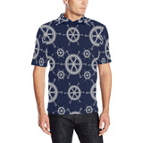 nautical steering wheel design pattern Men's All Over Print Polo Shirt