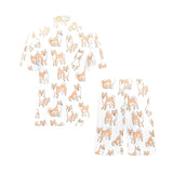 shiba inu dog pattern Men's V-Neck Short Pajama Set