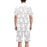 Rabbit cloud Pattern Men's V-Neck Short Pajama Set