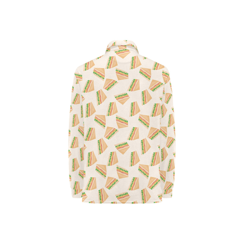 Sandwich Pattern Print Design 01 Women's Long Sleeve Polo Shirt