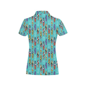 Surfboard Pattern Print Design 05 Women's All Over Print Polo Shirt