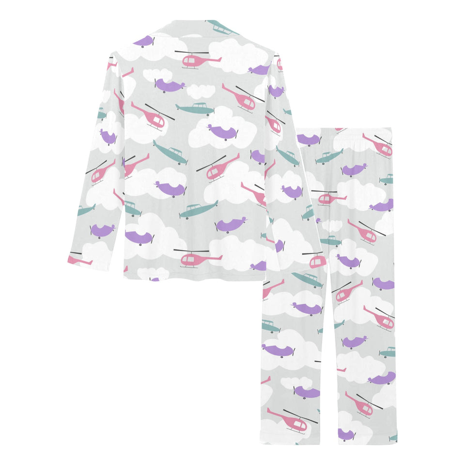 Helicopter plane pattern Women's Long Pajama Set