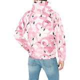 Pink flamingos pattern background Men's Padded Hooded Jacket
