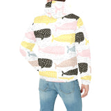 Whale dot pattern Men's Padded Hooded Jacket