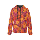 Autumn maple leaf pattern Women's Padded Hooded Jacket