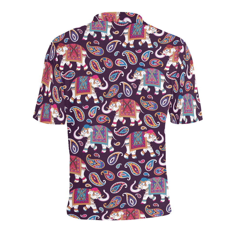 Elephant indian style ornament pattern Men's All Over Print Polo Shirt