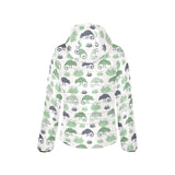 Chameleon lizard succulent plant pattern Women's Padded Hooded Jacket