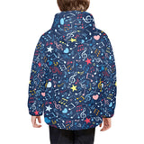 Music Notes Pattern Print Design 03 Kids' Boys' Girls' Padded Hooded Jacket
