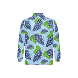 Watercolor grape pattern Men's Long Sleeve Polo Shirt