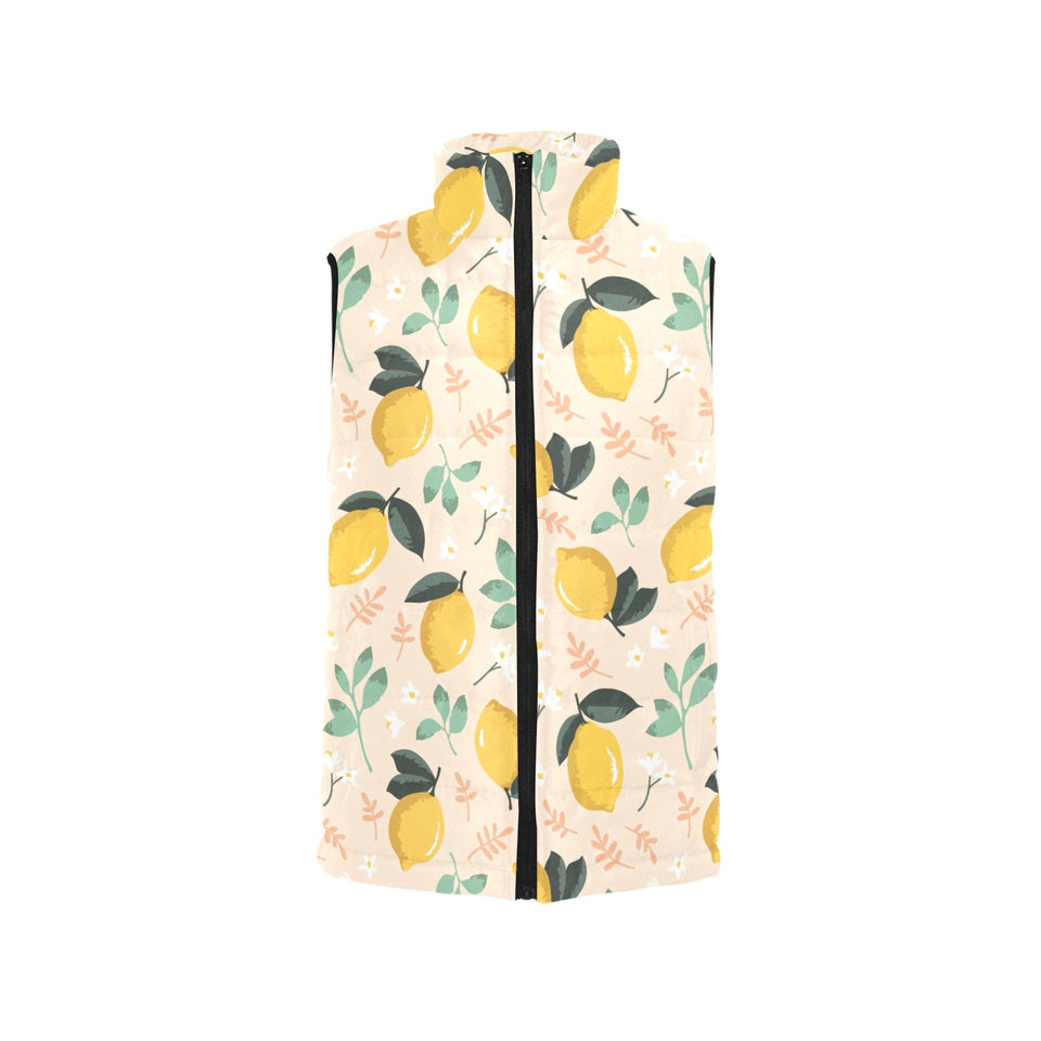 lemon flower leave pattern Women's Padded Vest