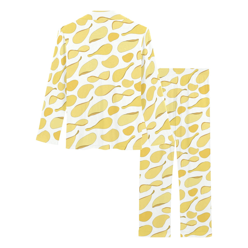 Potato Chips Pattern Print Design 02 Women's Long Pajama Set