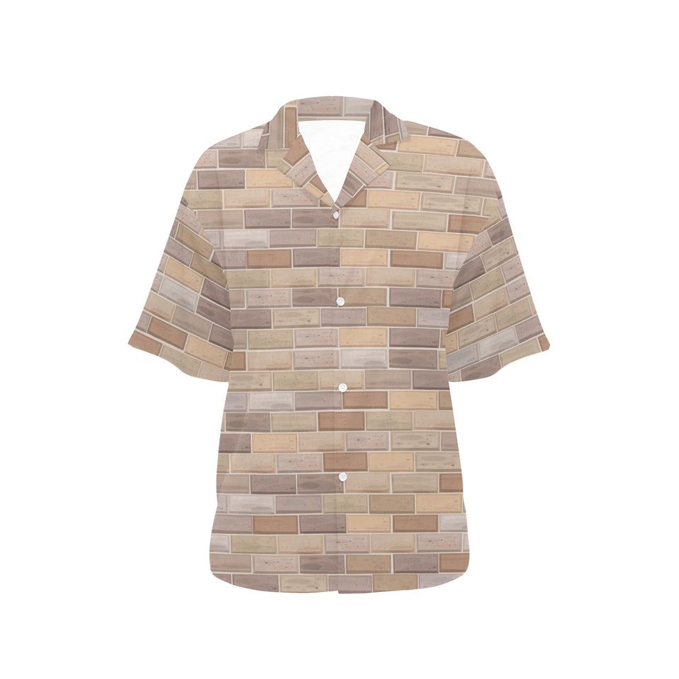 Brick Printed Pattern Print Design 01 Women's All Over Print Hawaiian Shirt
