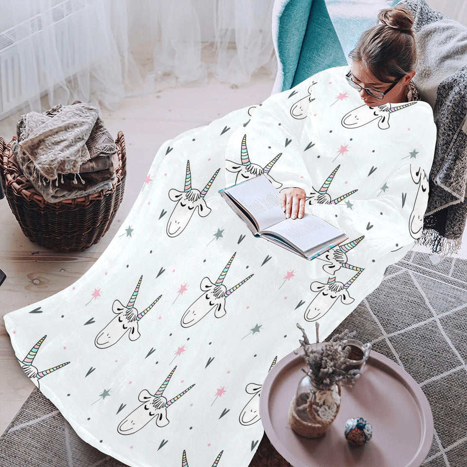 Cute goat design pattern Blanket Robe with Sleeves