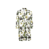 Canabis Marijuana Weed Pattern Print Design 05 Men's Long Sleeve Belted Night Robe