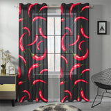 Chili peppers pattern black background Gauze Curtain