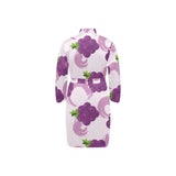 Cute Grape pattern Men's Long Sleeve Belted Night Robe