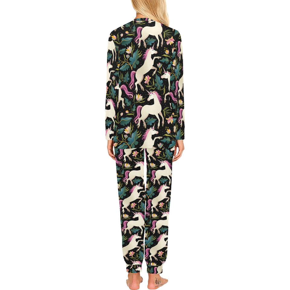 Unicorns forest background Women's All Over Print Pajama Set
