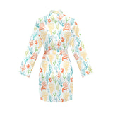 Coral Reef Pattern Print Design 02 Women's Long Sleeve Belted Night Robe