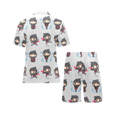 Cute ninja pattern Men's V-Neck Short Pajama Set