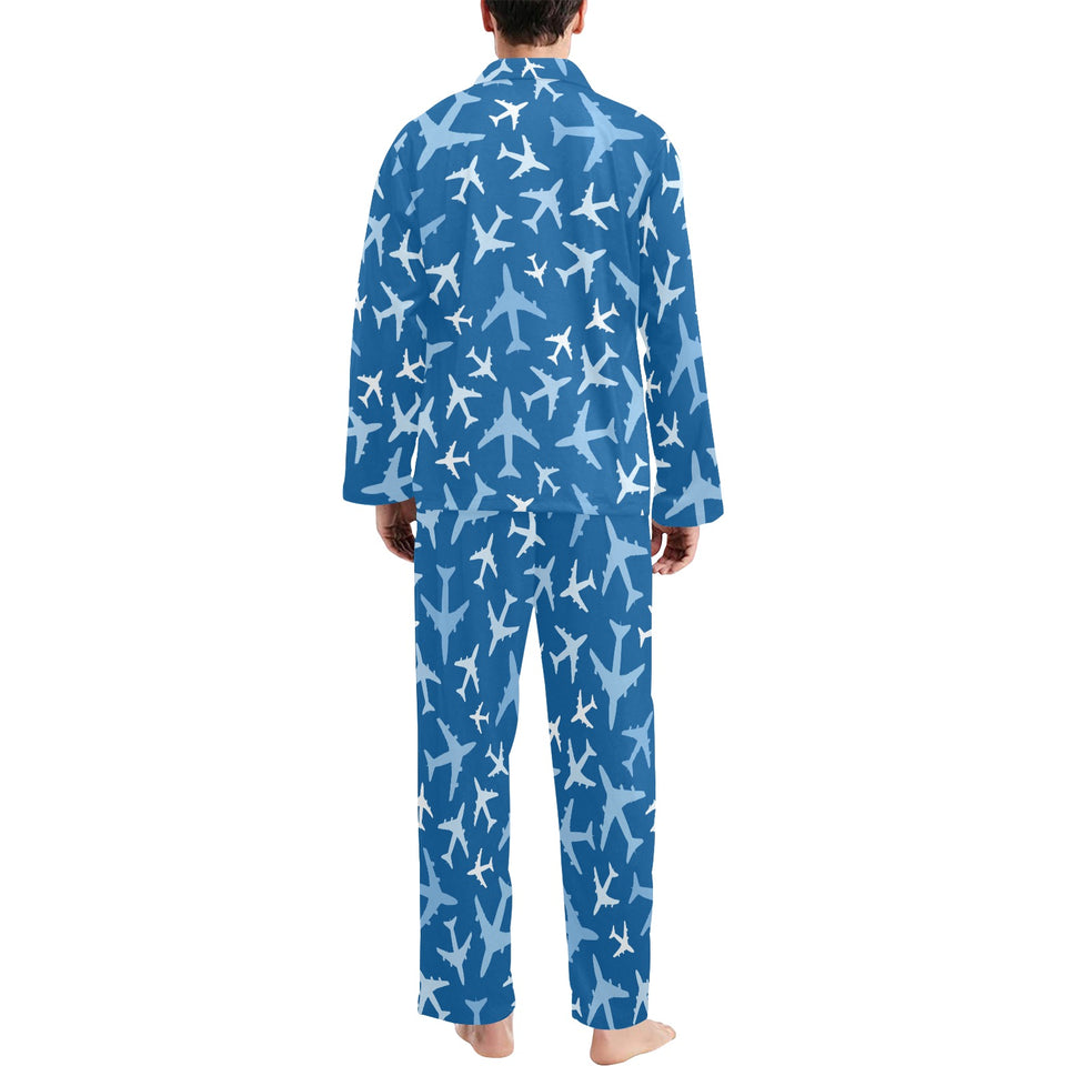 Airplane pattern in the sky Men's Long Pajama Set