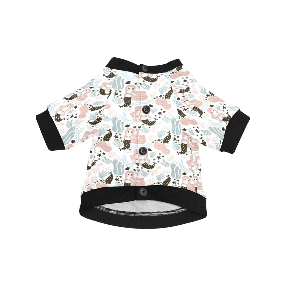 cute mermaid pattern All Over Print Pet Dog Round Neck Fuzzy Shirt