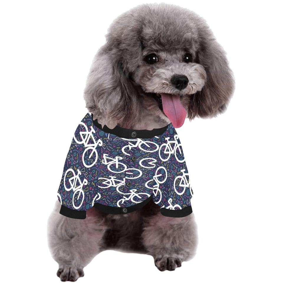 Bicycle Pattern Print Design 03 All Over Print Pet Dog Round Neck Fuzzy Shirt