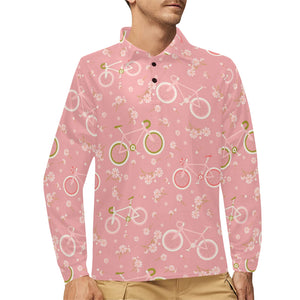 Bicycle Pattern Print Design 02 Men's Long Sleeve Polo Shirt