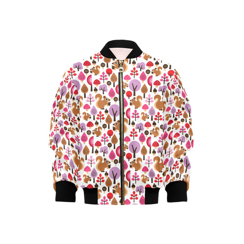 Squirrel Pattern Print Design 02 Kids' Boys' Girls' Bomber Jacket
