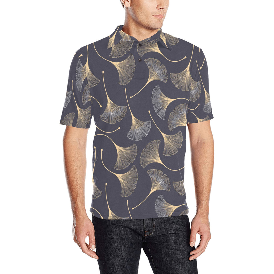 Gold ginkgo leaves Men's All Over Print Polo Shirt