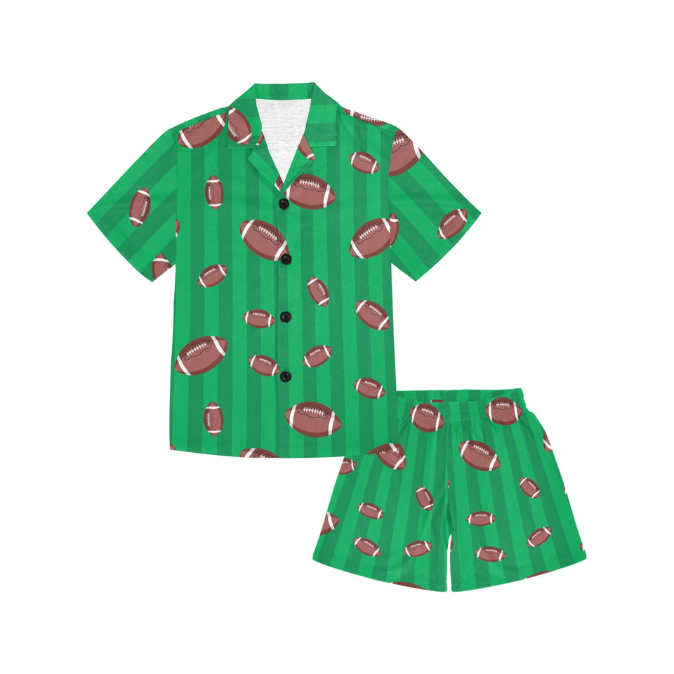 American football ball field background Kids' Boys' Girls' V-Neck Short Pajama Set