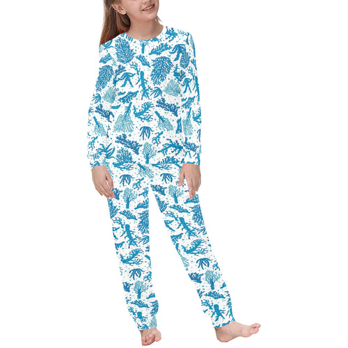 Coral Reef Pattern Print Design 01 Kids' Boys' Girls' All Over Print Pajama Set