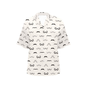Mustache Beard Pattern Print Design 05 Women's All Over Print Hawaiian Shirt