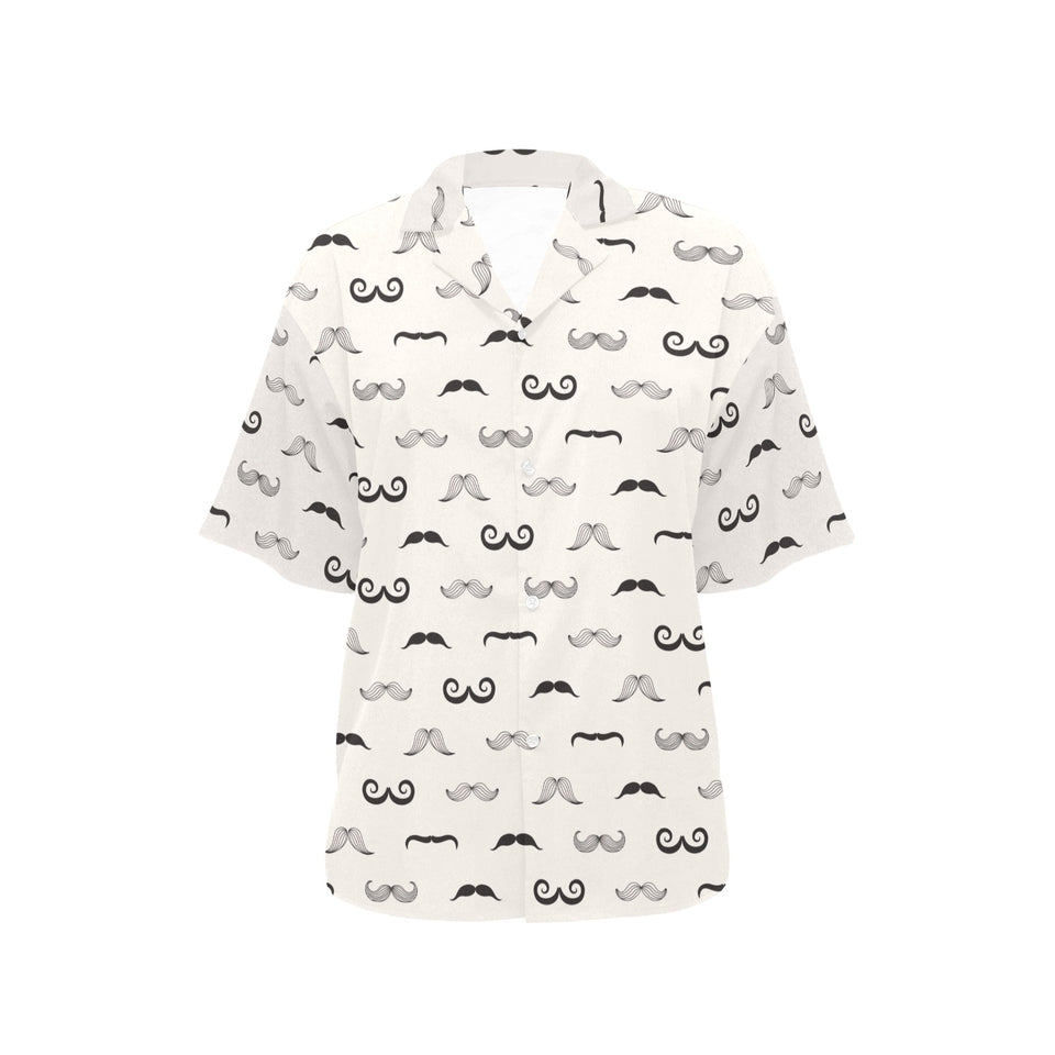 Mustache Beard Pattern Print Design 05 Women's All Over Print Hawaiian Shirt