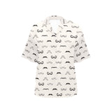 Mustache Beard Pattern Print Design 05 Women's All Over Print Hawaiian Shirt