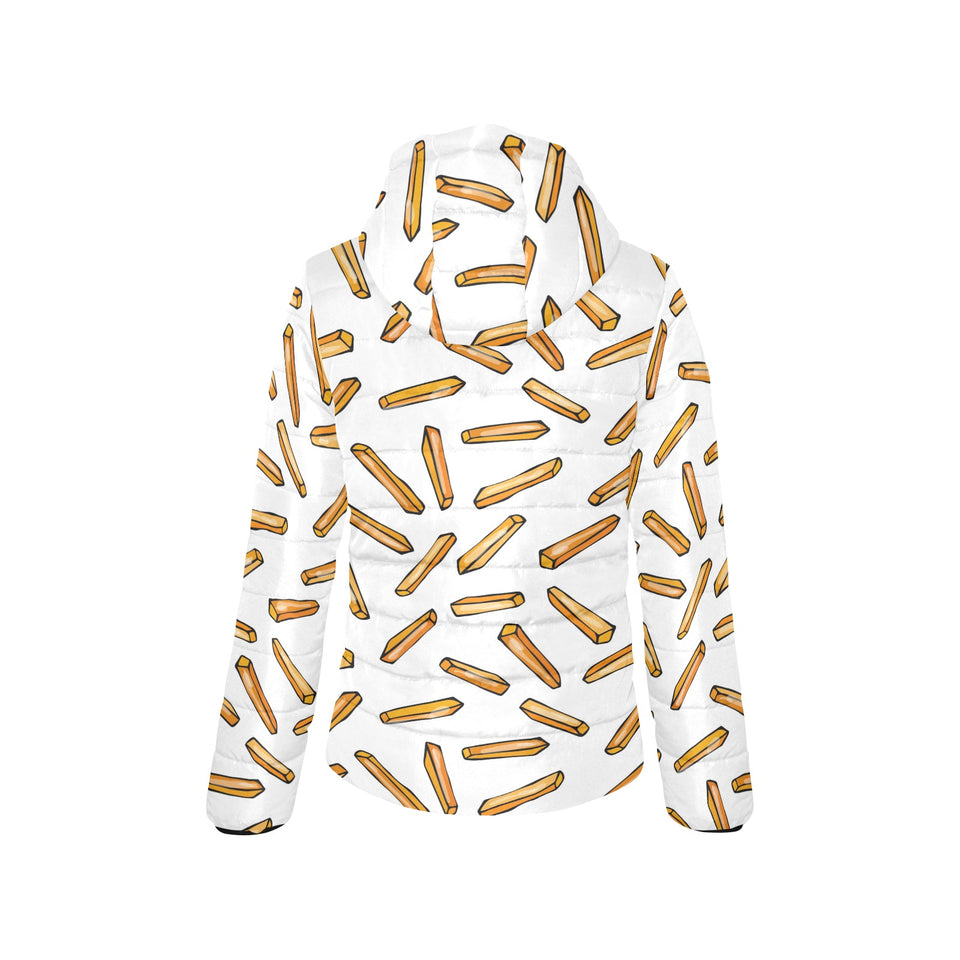 French fries potato pattern Women's Padded Hooded Jacket