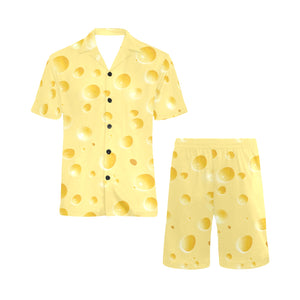 Cheese texture Men's V-Neck Short Pajama Set