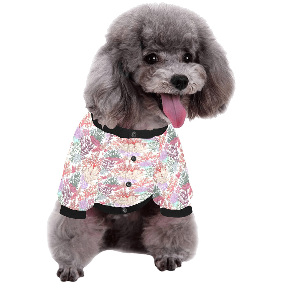 Coral Reef Pattern Print Design 03 All Over Print Pet Dog Round Neck Fuzzy Shirt