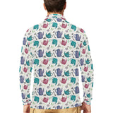 Tea pots Pattern Print Design 05 Men's Long Sleeve Polo Shirt