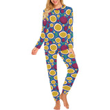 Passion fruit blue background Women's All Over Print Pajama Set