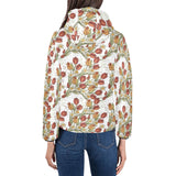 Red tulips and daffodils pattern Women's Padded Hooded Jacket